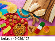 Mexican sweets and pastries cajeta tamarindo coconut flag Palanqueta puerquito. Стоковое фото, агентство Ingram Publishing / Фотобанк Лори