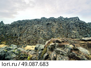 Mountain cliffs at the Gullfoss waterfall in Iceland. Стоковое фото, агентство Ingram Publishing / Фотобанк Лори