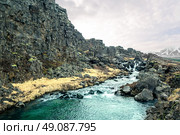 River stream in Iceland nature by the Gullfoss waterfall. Стоковое фото, агентство Ingram Publishing / Фотобанк Лори