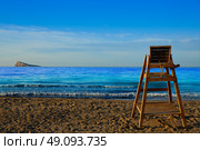 Benidorm Poniente beach watchtower seat in Alicante Mediterranean of Spain. Стоковое фото, агентство Ingram Publishing / Фотобанк Лори
