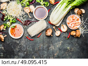 Delicious asian cooking ingredients for Thai or Chinese cuisine . Wok stir fry  ingredients. Стоковое фото, агентство Ingram Publishing / Фотобанк Лори