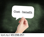 Cost benefit written on a speechbubble. Стоковое фото, агентство Ingram Publishing / Фотобанк Лори