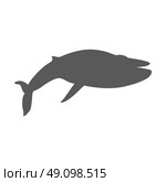 Black Whale Isolated on White Background. Black monochrome whale isolated on white background. Largest animal in world. Huge creating floating in the ocean or the sea. Big mammal whale with tail and fin living in water. Vector illustration. Стоковая иллюстрация, агентство Ingram Publishing / Фотобанк Лори