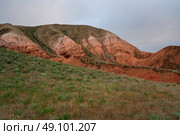 Picturesque slopes of the highest point of the Caspian lowland - Bolshoe Bogdo Mountains on a summer day, Bogdinsk-Baskunchak Nature Reserve, Akhtuba district, Astrakhan region, Russia. Стоковое фото, фотограф Ula Ulachka / Фотобанк Лори