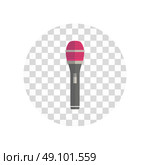 Microphone design flat isolated icon, vintage microphone stand, sound media, record vocal musical web broadcasting microphone vector illustration. Стоковая иллюстрация, агентство Ingram Publishing / Фотобанк Лори