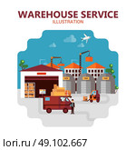 Warehouse Service Illustration. Warehouse service poster with scene of shipment of goods vector illustration. Стоковая иллюстрация, агентство Ingram Publishing / Фотобанк Лори
