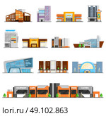 Shopping Mall Icons Set . Shopping mall building orthogonal icons set with cafe and clothes symbols flat isolated vector illustration . Стоковая иллюстрация, агентство Ingram Publishing / Фотобанк Лори