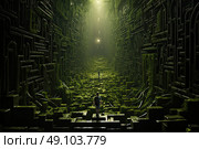 The Enigmatic Journey: A Mans Quest Through the Labyrinthine Tunnel. Стоковое AI-изображение, AI-художник Данила Большаков / Фотобанк Лори