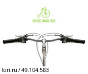 Realistic Handlebar Poster. Poster with realistic bicycle handlebar iron with black rubber grips on white background vector illustration. Стоковая иллюстрация, агентство Ingram Publishing / Фотобанк Лори