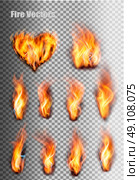 Fire flames set. Vector. Стоковая иллюстрация, агентство Ingram Publishing / Фотобанк Лори