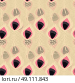 Seamless pattern with boho vintage tribal ethnic colorful vibrant feathers, vector illustration. Стоковая иллюстрация, агентство Ingram Publishing / Фотобанк Лори