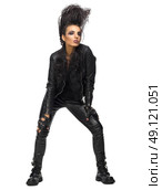 Young woman hard rock artist isolated. Стоковое фото, агентство Ingram Publishing / Фотобанк Лори