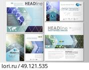 Social media posts set. Business templates. Cover design template, easy editable, abstract flat layouts in popular formats. DNA molecule structure, science background. Scientific research, medical technology. Стоковая иллюстрация, агентство Ingram Publishing / Фотобанк Лори