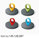 Isometric pin icon. Isometric pin icon on the navigation map for positioning travel and transport. Стоковая иллюстрация, агентство Ingram Publishing / Фотобанк Лори