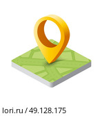 Isometric pin icon on the navigation map for positioning travel and transport. Isometric pin icon. Стоковая иллюстрация, агентство Ingram Publishing / Фотобанк Лори