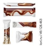 White polyethylene package, chocolate bar, vector mockup set. Стоковая иллюстрация, агентство Ingram Publishing / Фотобанк Лори