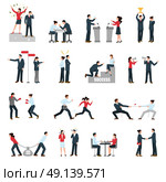 Business Confrontation People Flat Icons Set. Constructive confrontations in business specific situations as way for success symbols flat icons collection isolated vector illustration . Стоковая иллюстрация, агентство Ingram Publishing / Фотобанк Лори