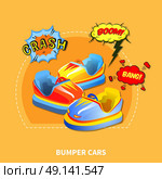 Bumper cars concept vector illustration. Bumper cars presentation layout with design abstract isolated vector illustration. Стоковая иллюстрация, агентство Ingram Publishing / Фотобанк Лори
