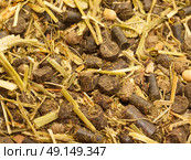 ligth muesli  with herbs for horse background. close up. Стоковое фото, агентство Ingram Publishing / Фотобанк Лори
