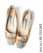 Elegant fashinable flat shoes at  white. Стоковое фото, агентство Ingram Publishing / Фотобанк Лори