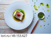 Atlantic hake over dried tomato ratatouille recipe. Стоковое фото, агентство Ingram Publishing / Фотобанк Лори