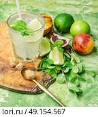 freshly squeezed citrus juice. seasonal refreshing drink with lime,mint,ice and orange. Стоковое фото, агентство Ingram Publishing / Фотобанк Лори