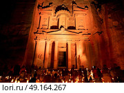 the antique site of petra in jordan the beautiful wonder of the world at night. Стоковое фото, агентство Ingram Publishing / Фотобанк Лори