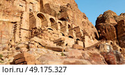 tomb in the antique site of petra in jordan the beautiful wonder of the world. Стоковое фото, агентство Ingram Publishing / Фотобанк Лори