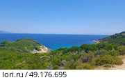 Beautiful beach on Skiathos island in Greece, windy summer day in June. Стоковое фото, агентство Ingram Publishing / Фотобанк Лори