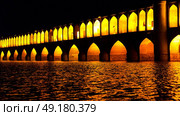 in iran   the old bridge of isfahan for light and night. Стоковое фото, агентство Ingram Publishing / Фотобанк Лори