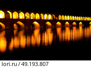 in iran   the old bridge of isfahan for light and night. Стоковое фото, агентство Ingram Publishing / Фотобанк Лори
