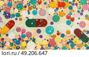 Multiple pills levitating in mid-air. Стоковое AI-изображение, AI-художник Данила Большаков / Фотобанк Лори
