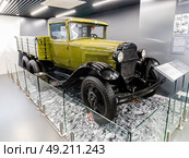 GAZ-AAA was a Soviet truck produced by GAZ. From 1936 to 1943. This car magnificently showcased in Gorky Automobile Plant museum in Nizhniy Novgorod. Редакционное фото, фотограф Константин Григорьев / Фотобанк Лори