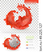 Red paint splash with transparency, 3d realism vector style simple application. Стоковая иллюстрация, агентство Ingram Publishing / Фотобанк Лори
