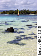boat foam footstep indian ocean some stone in the island of deus cocos in mauritius blue bay. Стоковое фото, агентство Ingram Publishing / Фотобанк Лори