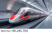 A train is traveling through a tunnel. Стоковое AI-изображение, AI-художник Ярославский Максим / Фотобанк Лори