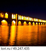 in iran   the old bridge of isfahan for light and night. Стоковое фото, агентство Ingram Publishing / Фотобанк Лори