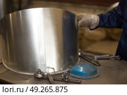 Manufacture of ventilation pipes. Стоковое фото, фотограф Лазаренко Светлана / Фотобанк Лори