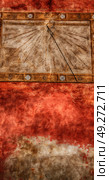 in italy sundial and gnomon antique historical medieval decoration wall. Стоковое фото, агентство Ingram Publishing / Фотобанк Лори