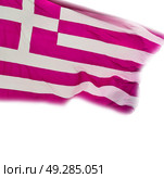 waving greece flag  in the   blue sky and      flagpole. Стоковое фото, агентство Ingram Publishing / Фотобанк Лори