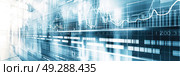 Blue and white graph depicting series of data points plotted on chart. Стоковое AI-изображение, AI-художник Данила Большаков / Фотобанк Лори