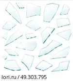 Broken Glass Fragments Shards Realistic Set . Broken plane transparent glass fragments shivers pieces shards various form and size collection realistic vector illustration . Стоковая иллюстрация, агентство Ingram Publishing / Фотобанк Лори