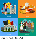 Belgian Landmarks Flat Style Travel Concept. Travel concept in flat style with belgian landmarks including cuisine culture and brussel isolated vector illustration  . Стоковая иллюстрация, агентство Ingram Publishing / Фотобанк Лори