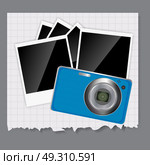 Camera, photos frame vector illustration. Стоковая иллюстрация, агентство Ingram Publishing / Фотобанк Лори