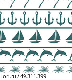 Sea seamless pattern background vector ilustration. Стоковая иллюстрация, агентство Ingram Publishing / Фотобанк Лори