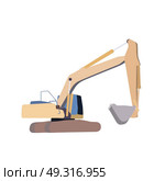 Vector Illustration of Working Excavator. Isolated on White Background.. Working Excavator. Isolated. Стоковая иллюстрация, агентство Ingram Publishing / Фотобанк Лори
