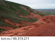 The highest point of the Caspian lowland is Mount Bolshoe Bogdo on a summer day, Bogdinsko-Baskunchaksky Nature Reserve, Akhtubinsky district, Astrakhan region, Russia. Стоковое фото, фотограф Ula Ulachka / Фотобанк Лори
