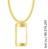 Gold Chain Jewelry whith Gold Mobile Phone. Vector Illustration. EPS10. Gold Chain Jewelry whith Gold Mobile Phone. Vector Illustration. Стоковая иллюстрация, агентство Ingram Publishing / Фотобанк Лори