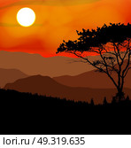 Image Mountains, Landscape and Trees. Abstract Eco Banner. Vector Illustration  EPS10. o2015-10-05-02. Стоковая иллюстрация, агентство Ingram Publishing / Фотобанк Лори