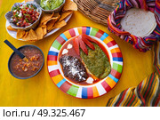 Mexican Nopal filled recipe with sauces from Mexico. Стоковое фото, агентство Ingram Publishing / Фотобанк Лори